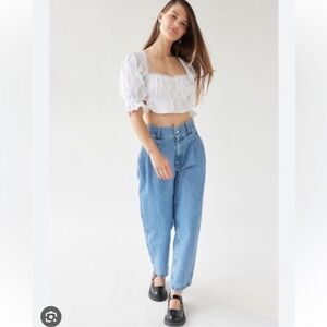 Edwin Isla pleated pant crush tinted denim blue jeans